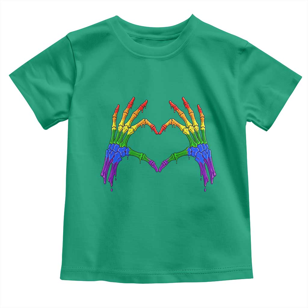 Rainbow Skeleton Heart Hands Toddler T Shirt LGBTQ Pride Support Graphic TS12 Irish Green Print Your Wear