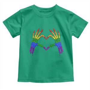 Rainbow Skeleton Heart Hands Toddler T Shirt LGBTQ Pride Support Graphic TS12 Irish Green Print Your Wear