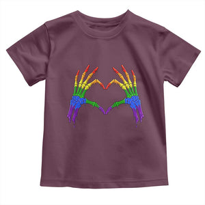 Rainbow Skeleton Heart Hands Toddler T Shirt LGBTQ Pride Support Graphic TS12 Maroon Print Your Wear