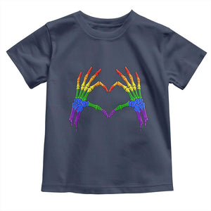 Rainbow Skeleton Heart Hands Toddler T Shirt LGBTQ Pride Support Graphic TS12 Navy Print Your Wear