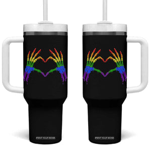 Rainbow Skeleton Heart Hands Tumbler With Handle LGBTQ Pride Support Graphic TS12 One Size: 40 oz Black Print Your Wear