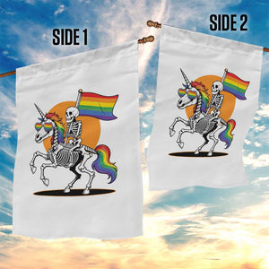 Funny Skeleton Riding Unicorn LGBTQ Pride Garden Flag Rainbow Fantasy Graphic TS12 Print Your Wear