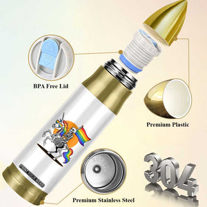 Funny Skeleton Riding Unicorn LGBTQ Pride Bullet Tumbler Rainbow Fantasy Graphic TS12 Print Your Wear