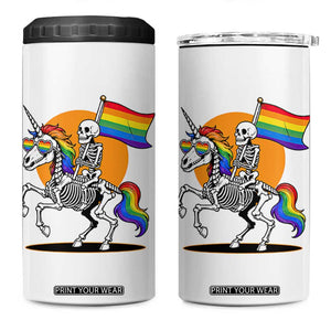 Funny Skeleton Riding Unicorn LGBTQ Pride 4 in 1 Can Cooler Tumbler Rainbow Fantasy Graphic TS12 One Size: 16 oz White Print Your Wear