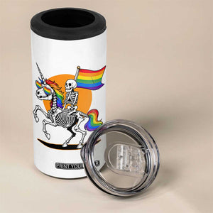 Funny Skeleton Riding Unicorn LGBTQ Pride 4 in 1 Can Cooler Tumbler Rainbow Fantasy Graphic TS12 Print Your Wear