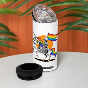 Funny Skeleton Riding Unicorn LGBTQ Pride 4 in 1 Can Cooler Tumbler Rainbow Fantasy Graphic TS12 Print Your Wear