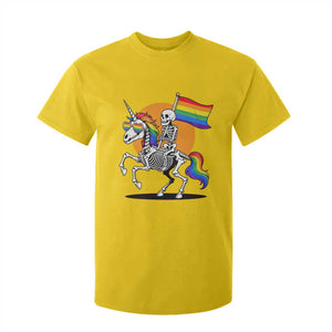 Funny Skeleton Riding Unicorn LGBTQ Pride T Shirt For Kid Rainbow Fantasy Graphic TS12 Daisy Print Your Wear