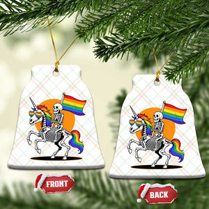 Funny Skeleton Riding Unicorn LGBTQ Pride Ceramic Ornament Rainbow Fantasy Graphic TS12 Print Your Wear