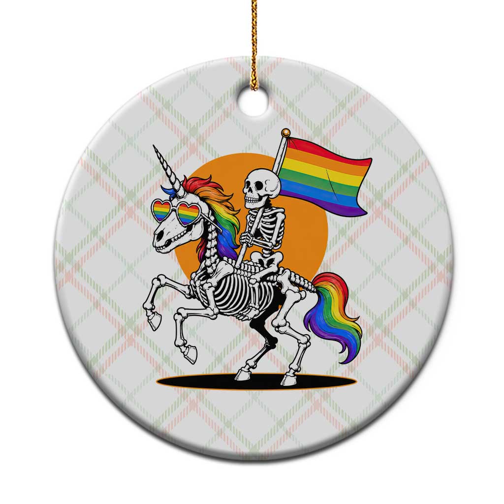 Funny Skeleton Riding Unicorn LGBTQ Pride Ceramic Ornament Rainbow Fantasy Graphic TS12 1pc Christmas Plaid Print Your Wear