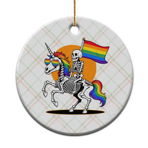 Funny Skeleton Riding Unicorn LGBTQ Pride Ceramic Ornament Rainbow Fantasy Graphic TS12 1pc Christmas Plaid Print Your Wear
