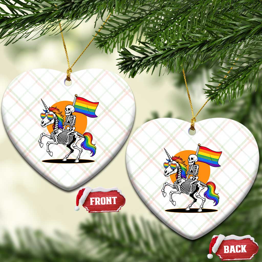 Funny Skeleton Riding Unicorn LGBTQ Pride Ceramic Ornament Rainbow Fantasy Graphic TS12 Print Your Wear