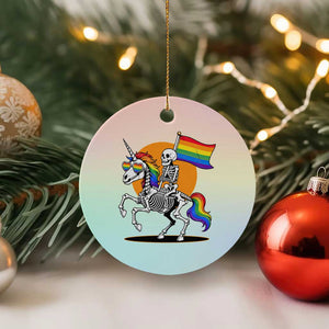 Funny Skeleton Riding Unicorn LGBTQ Pride Ceramic Ornament Rainbow Fantasy Graphic TS12 1pc Pastel Print Your Wear