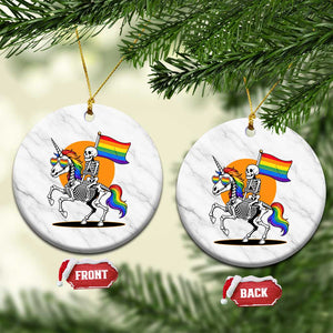 Funny Skeleton Riding Unicorn LGBTQ Pride Ceramic Ornament Rainbow Fantasy Graphic TS12 1pc White Marble Print Your Wear