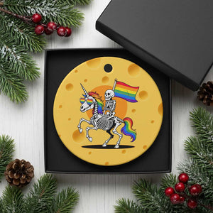 Funny Skeleton Riding Unicorn LGBTQ Pride Ceramic Ornament Rainbow Fantasy Graphic TS12 1pc Yellow Cheese Print Your Wear