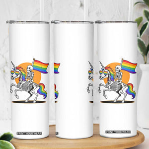 Funny Skeleton Riding Unicorn LGBTQ Pride Skinny Tumbler Rainbow Fantasy Graphic TS12 Print Your Wear