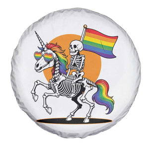 Funny Skeleton Riding Unicorn LGBTQ Pride Spare Tire Cover Rainbow Fantasy Graphic TS12 Print Your Wear