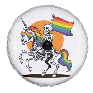 Funny Skeleton Riding Unicorn LGBTQ Pride Spare Tire Cover Rainbow Fantasy Graphic TS12 Print Your Wear