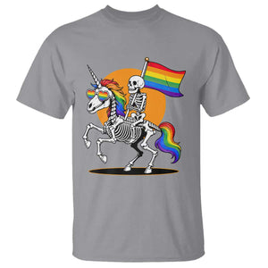 Funny Skeleton Riding Unicorn LGBTQ Pride T Shirt Rainbow Fantasy Graphic TS12 Sport Gray Print Your Wear