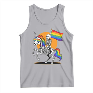 Funny Skeleton Riding Unicorn LGBTQ Pride Tank Top Rainbow Fantasy Graphic TS12 Athletic Heather Print Your Wear