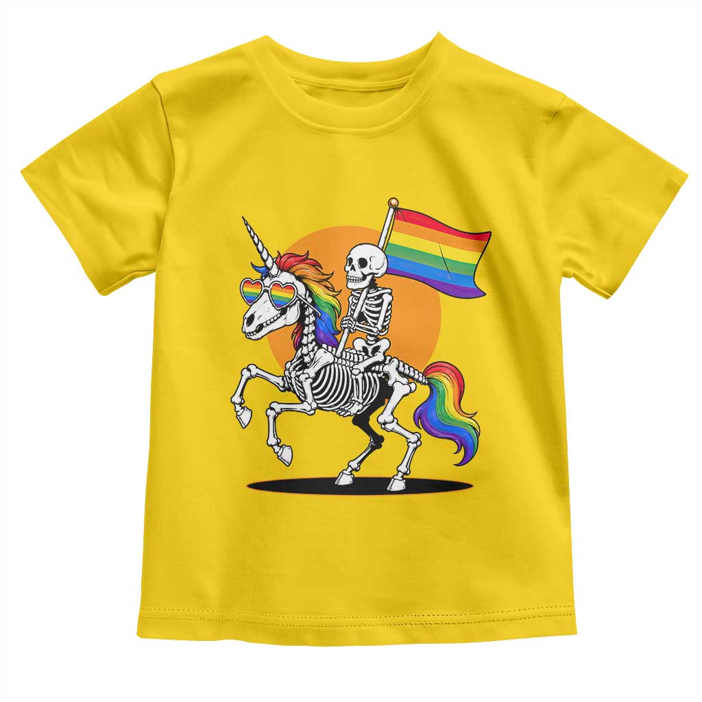 Funny Skeleton Riding Unicorn LGBTQ Pride Toddler T Shirt Rainbow Fantasy Graphic TS12 Daisy Print Your Wear