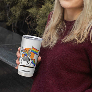 Funny Skeleton Riding Unicorn LGBTQ Pride Tumbler Cup Rainbow Fantasy Graphic TS12 Print Your Wear
