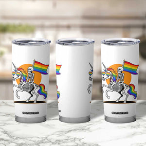 Funny Skeleton Riding Unicorn LGBTQ Pride Tumbler Cup Rainbow Fantasy Graphic TS12 Print Your Wear