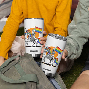 Funny Skeleton Riding Unicorn LGBTQ Pride Tumbler Cup Rainbow Fantasy Graphic TS12 Print Your Wear