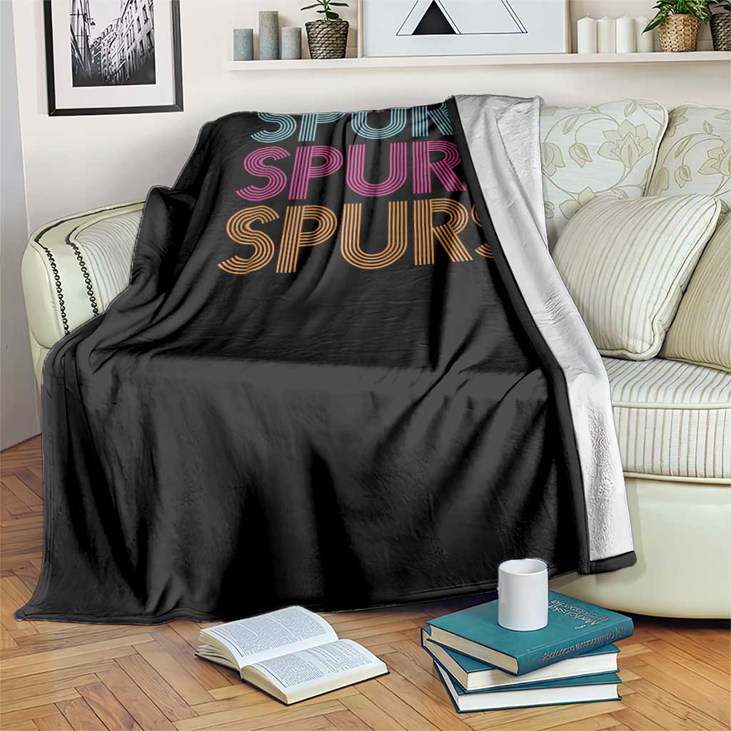Retro Spurs Name Throw Blanket Vintage Sports Fan Gift