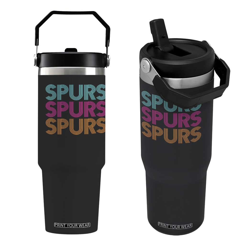 Retro Spurs Name Flip Straw Tumbler Vintage Sports Fan Gift