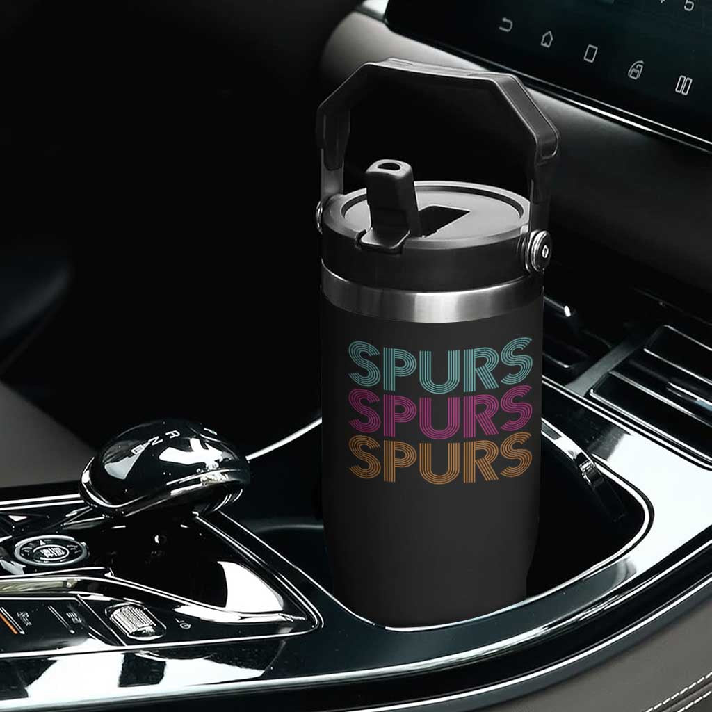 Retro Spurs Name Flip Straw Tumbler Vintage Sports Fan Gift