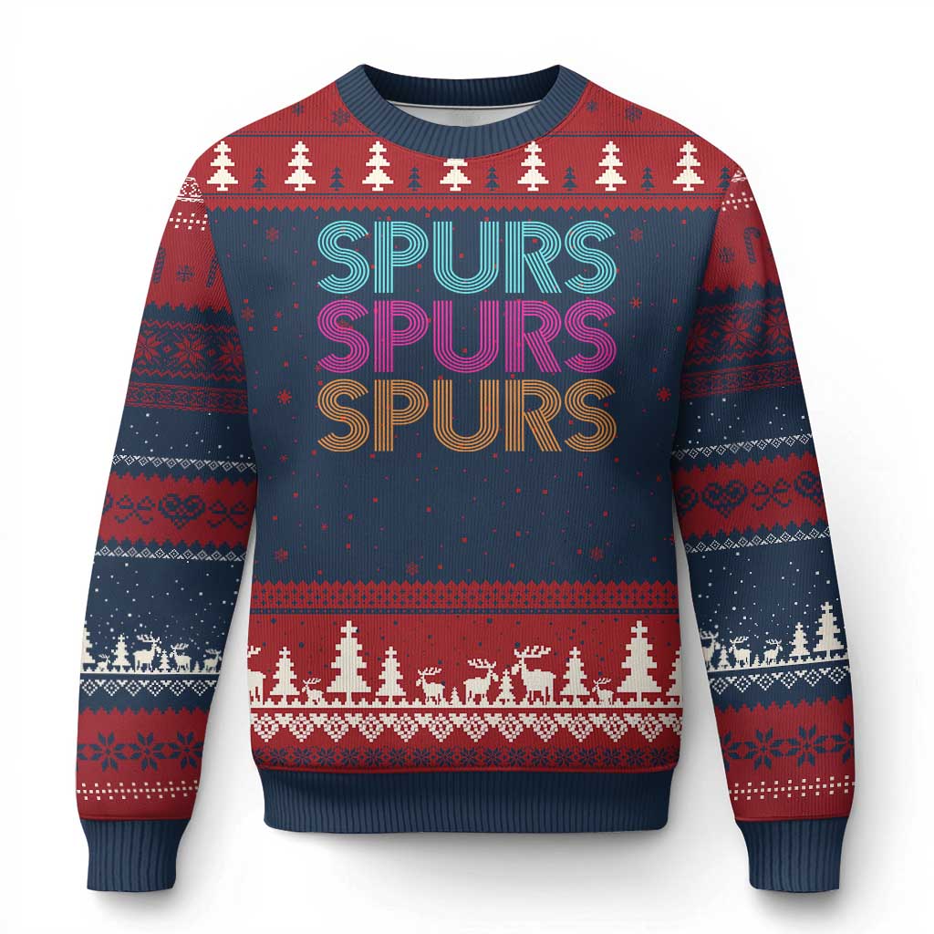 Retro Spurs Name Ugly Christmas Sweater Vintage Sports Fan Gift