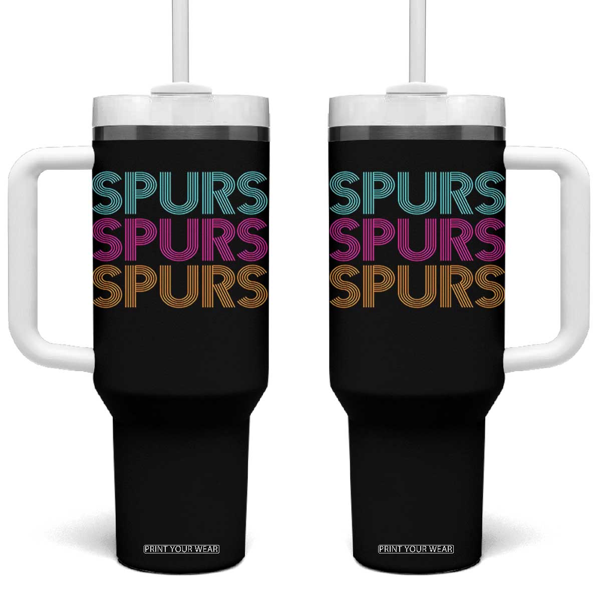 Retro Spurs Name Tumbler With Handle Vintage Sports Fan Gift