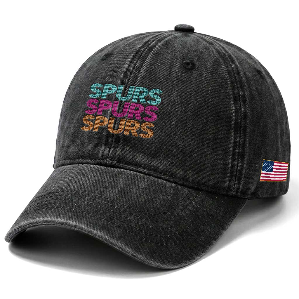 Retro Spurs Name Washed Cotton Baseball Cap Vintage Sports Fan Gift