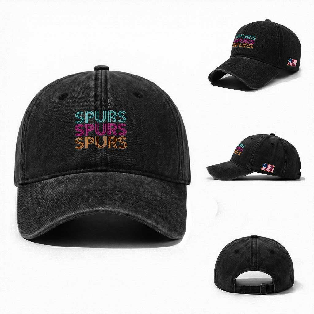 Retro Spurs Name Washed Cotton Baseball Cap Vintage Sports Fan Gift