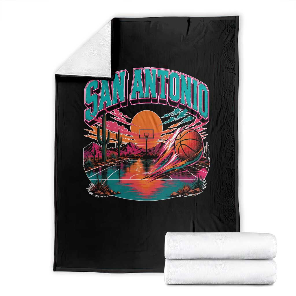 Game Day San Antonio Pride Throw Blanket Retro Western Pink Neon