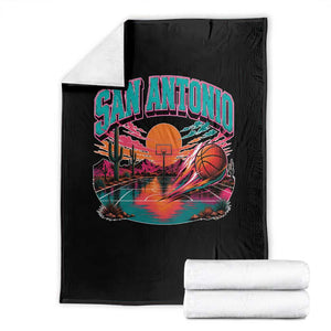 Game Day San Antonio Pride Throw Blanket Retro Western Pink Neon