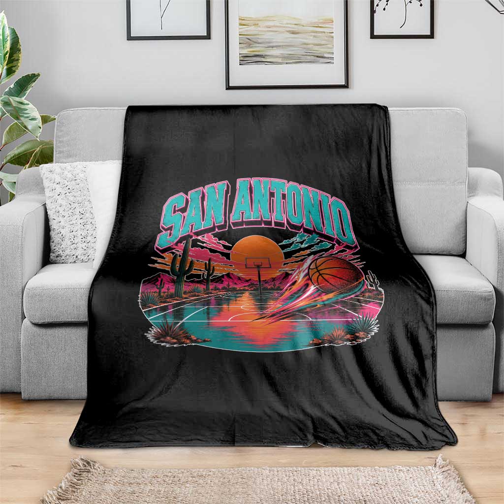 Game Day San Antonio Pride Throw Blanket Retro Western Pink Neon