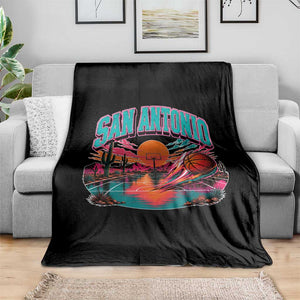 Game Day San Antonio Pride Throw Blanket Retro Western Pink Neon