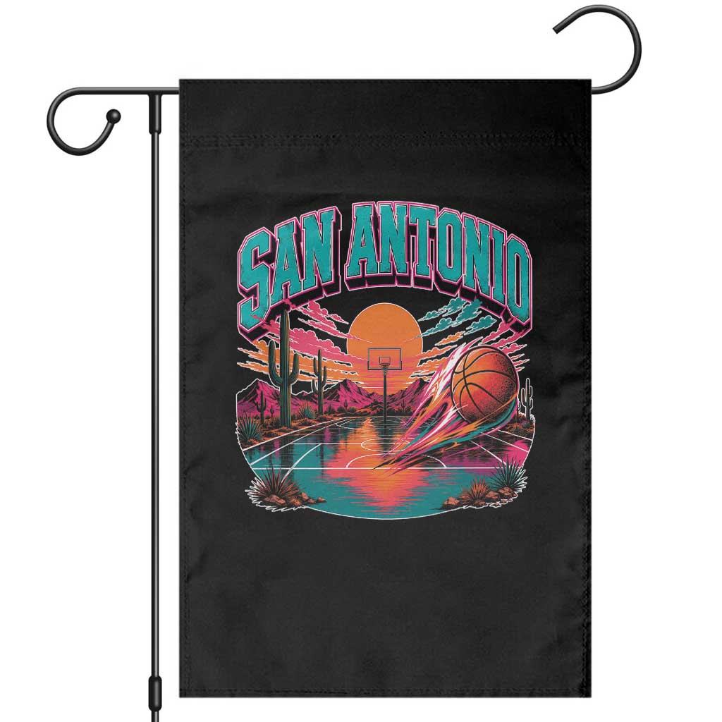 Game Day San Antonio Pride Garden Flag Retro Western Pink Neon