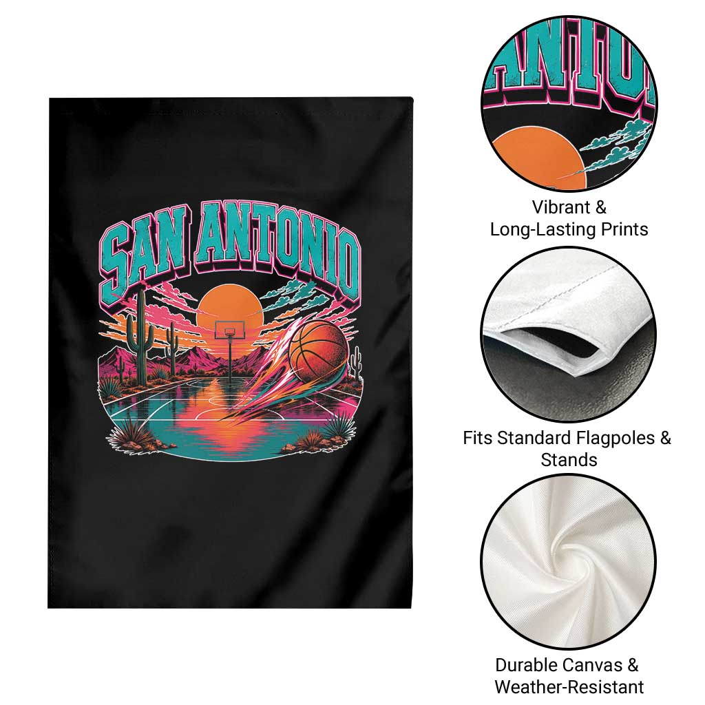 Game Day San Antonio Pride Garden Flag Retro Western Pink Neon