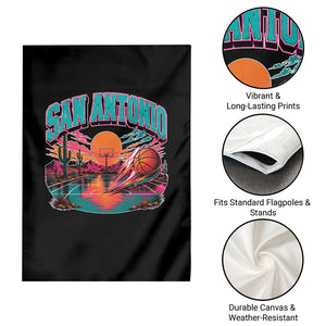 Game Day San Antonio Pride Garden Flag Retro Western Pink Neon