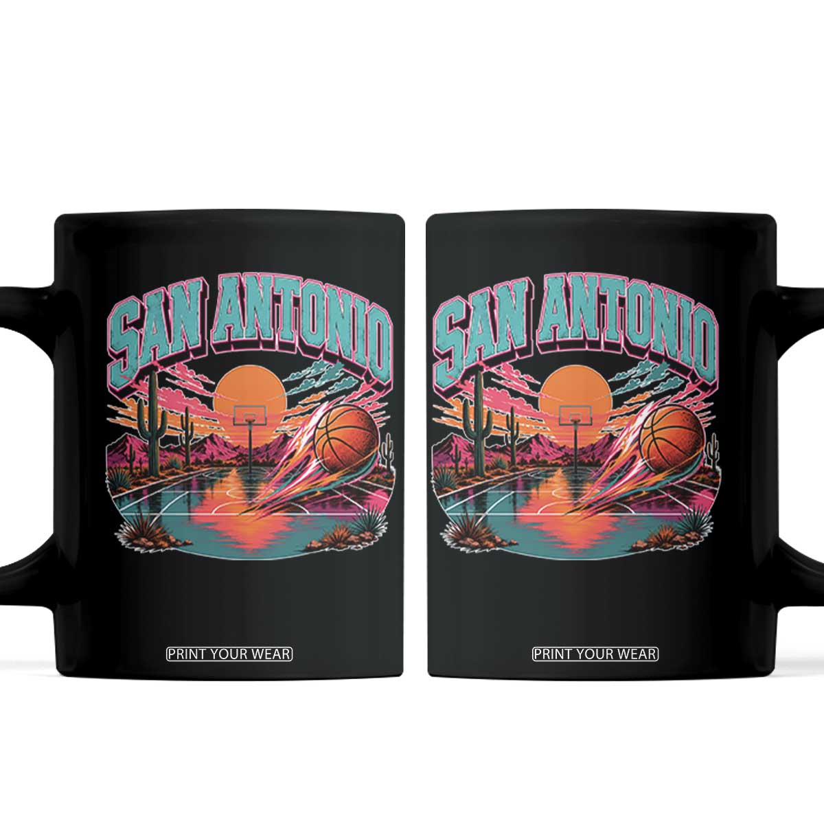 Game Day San Antonio Pride Coffee Mug Retro Western Pink Neon