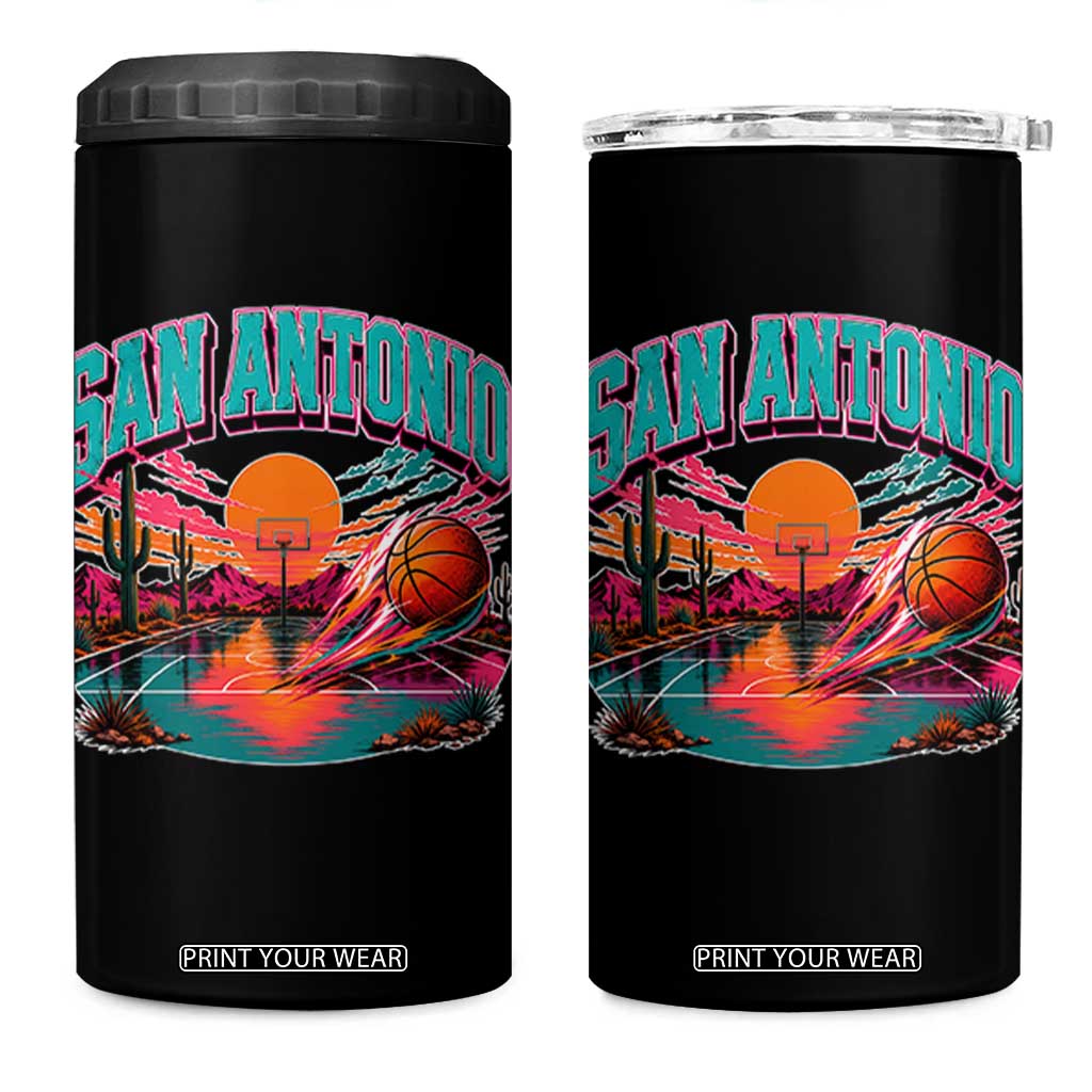 Game Day San Antonio Pride 4 in 1 Can Cooler Tumbler Retro Western Pink Neon