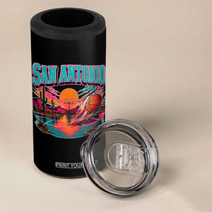 Game Day San Antonio Pride 4 in 1 Can Cooler Tumbler Retro Western Pink Neon