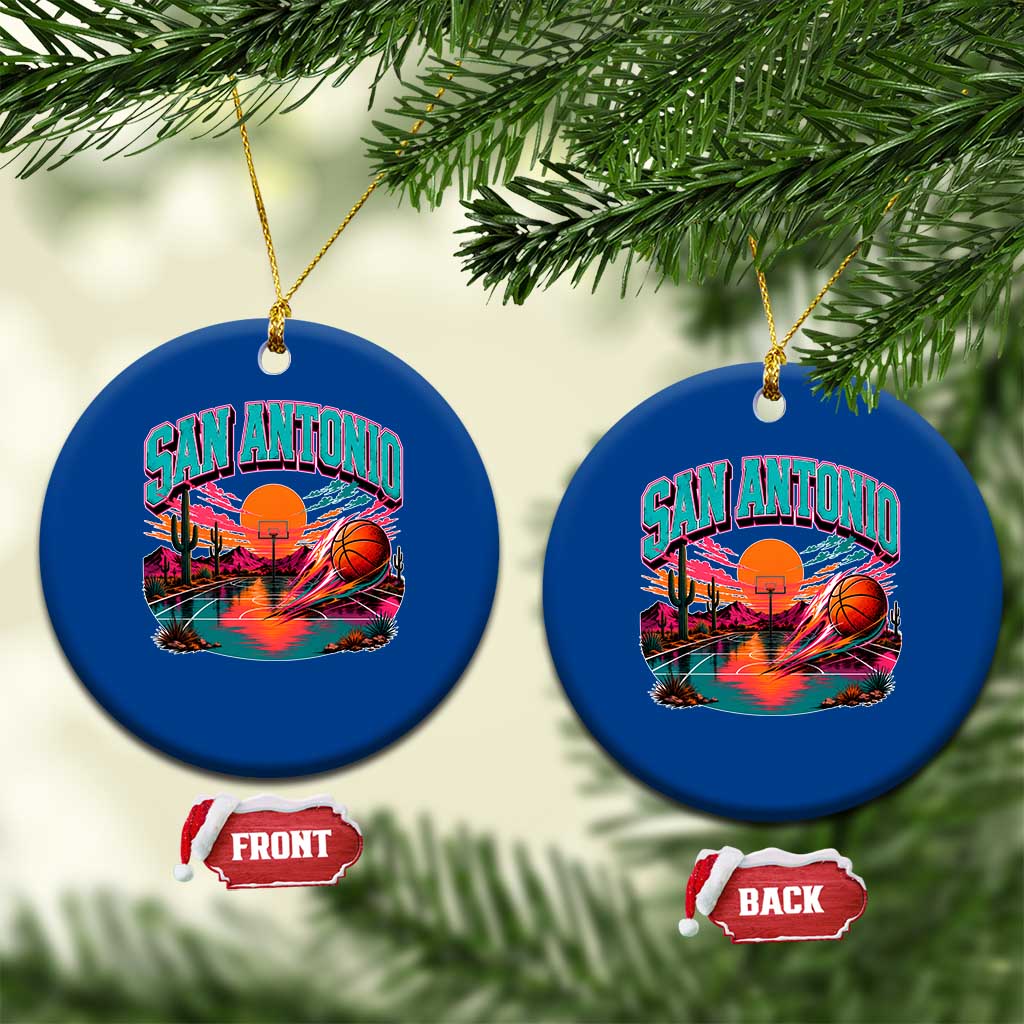 Game Day San Antonio Pride Ceramic Ornament Retro Western Pink Neon