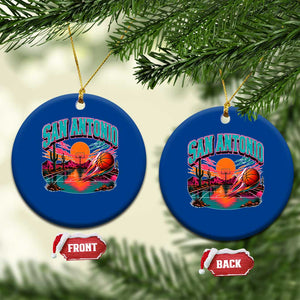 Game Day San Antonio Pride Ceramic Ornament Retro Western Pink Neon