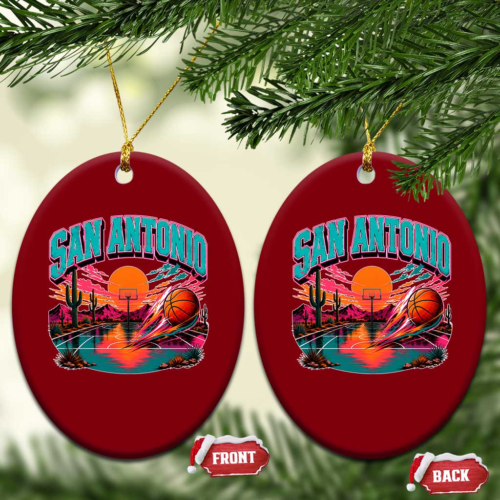 Game Day San Antonio Pride Ceramic Ornament Retro Western Pink Neon