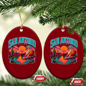 Game Day San Antonio Pride Ceramic Ornament Retro Western Pink Neon