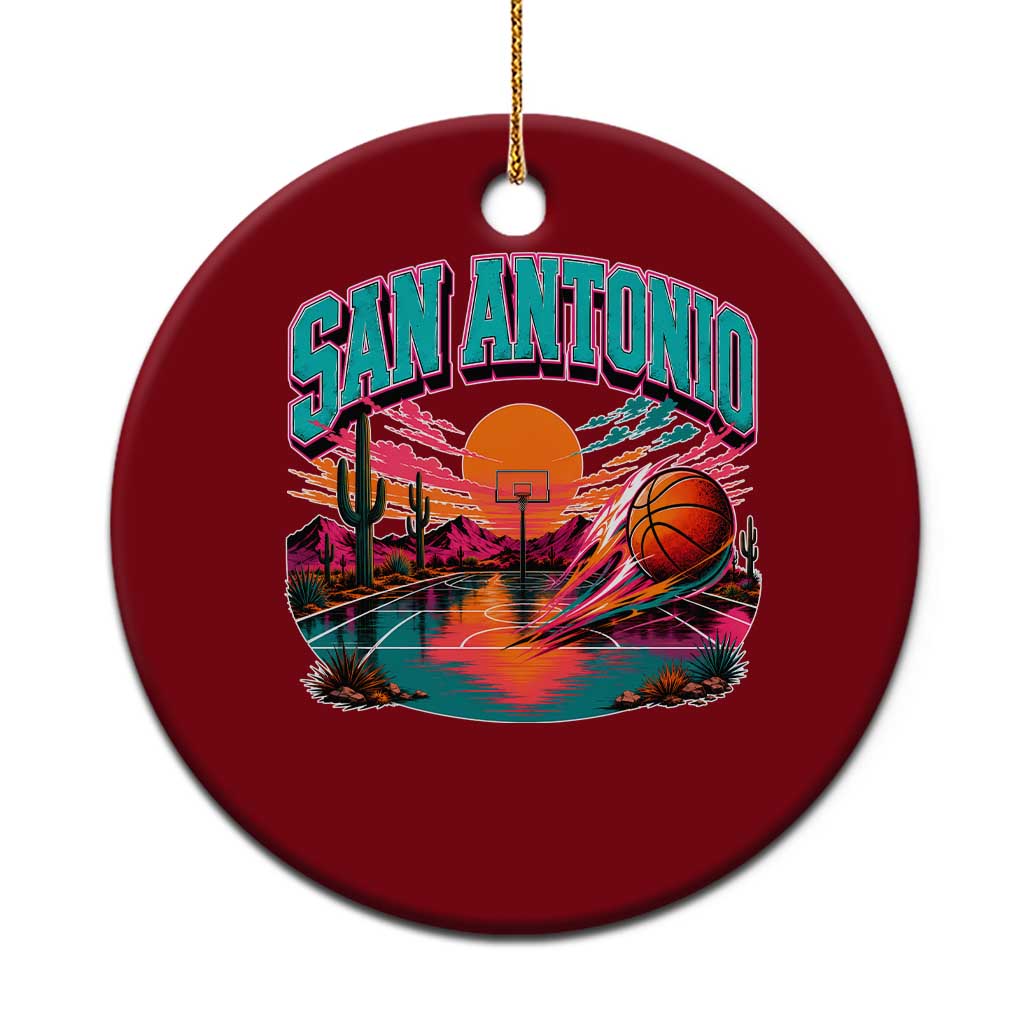 Game Day San Antonio Pride Ceramic Ornament Retro Western Pink Neon