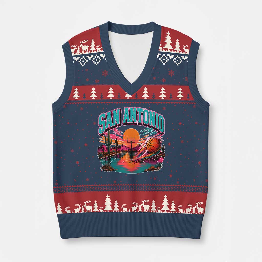 Game Day San Antonio Pride V-Neck Knit Sweater Vest Retro Western Pink Neon